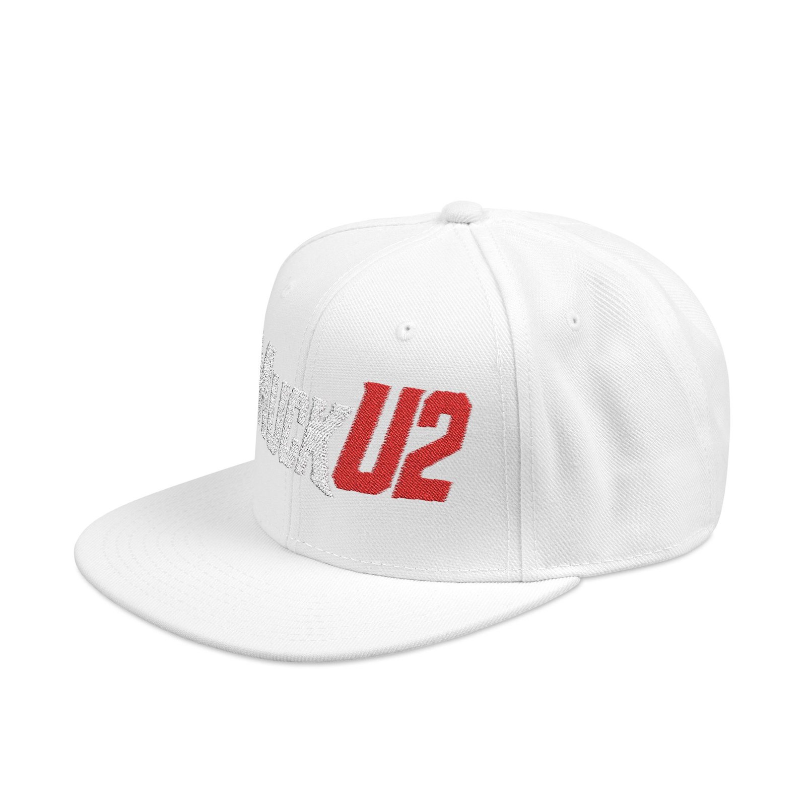 MuckU2 Snapback Poker Cap – White & Red Logo