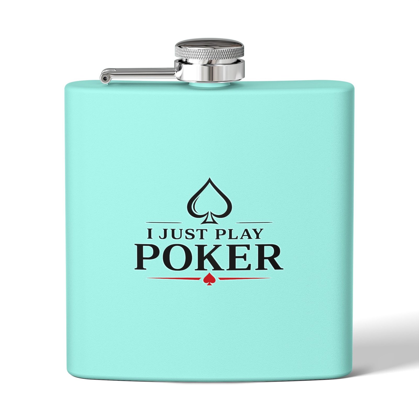 I Just Play Poker Flask – Black & Red Logo