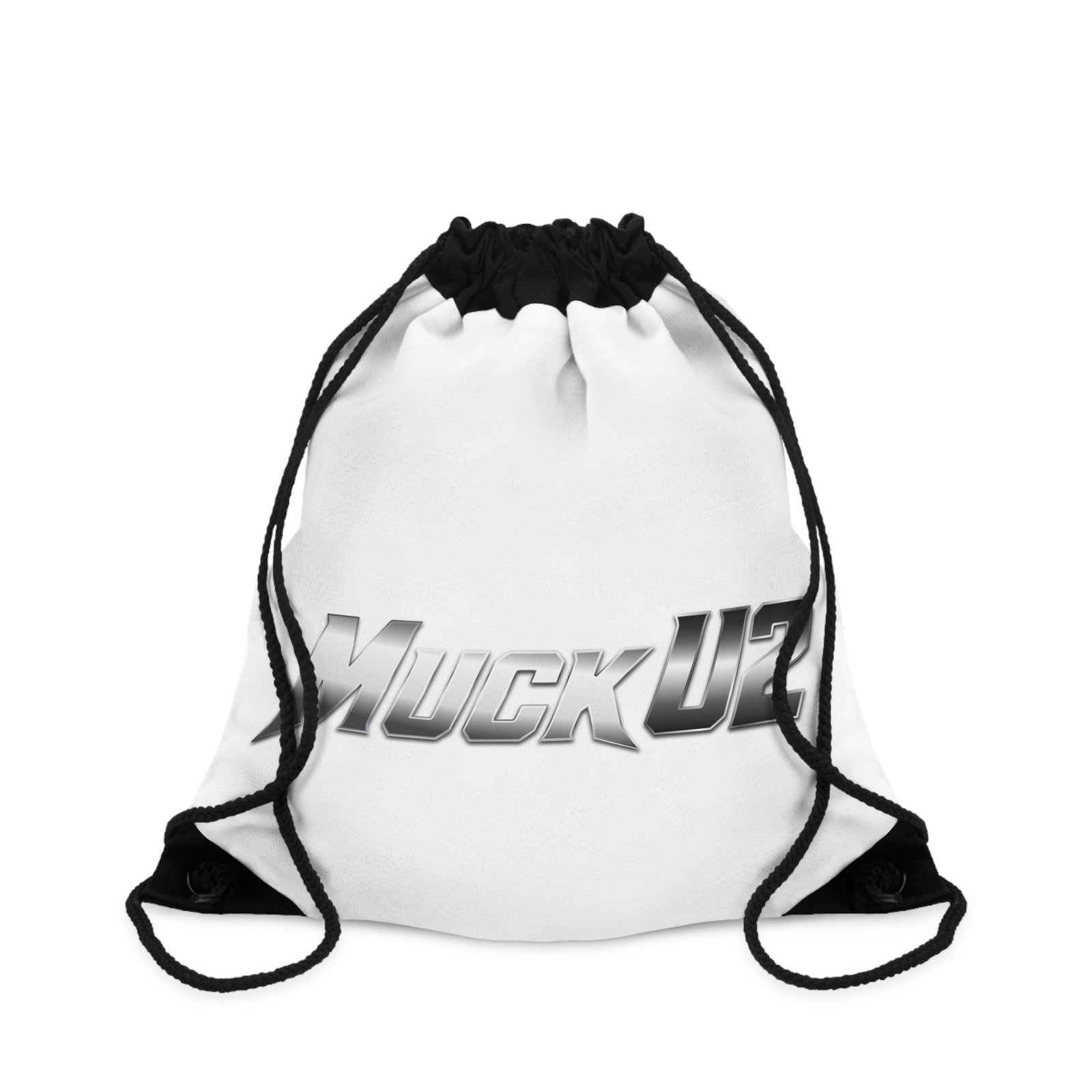 MuckU2 Drawstring Bag – Silver Logo Poker Gym Bag