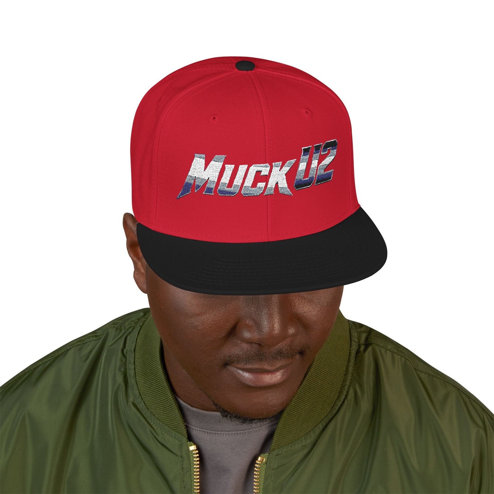 MuckU2 Snapback Poker Cap – Gradient Silver & Blue Logo