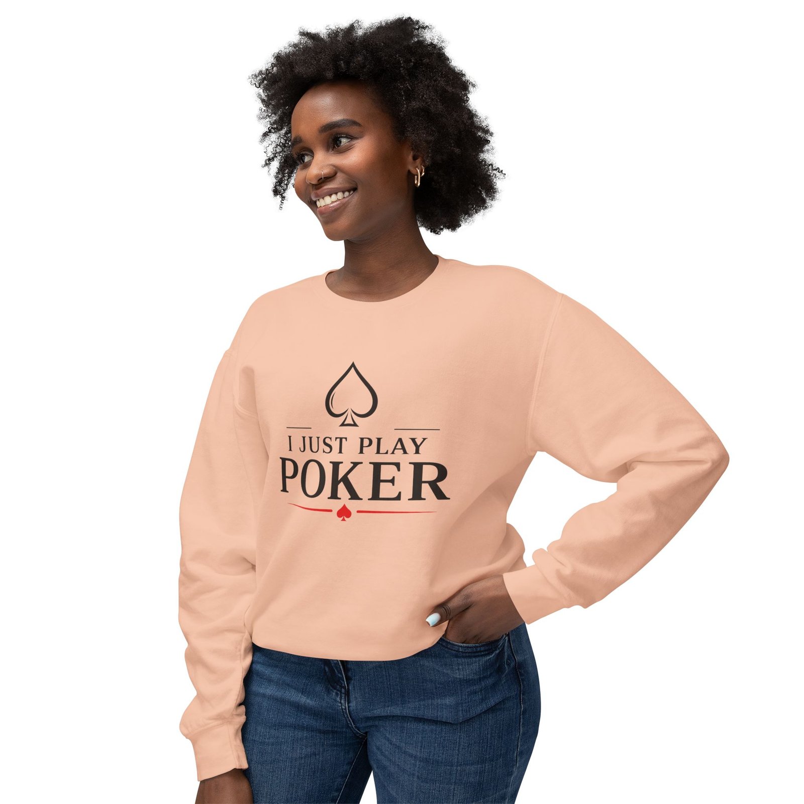 I Just Play Poker Crewneck Sweatshirt – Black & Red Logo