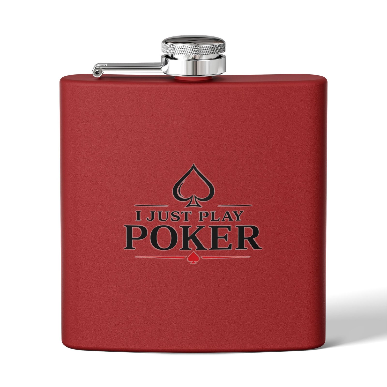 I Just Play Poker Flask – Black & Red Logo