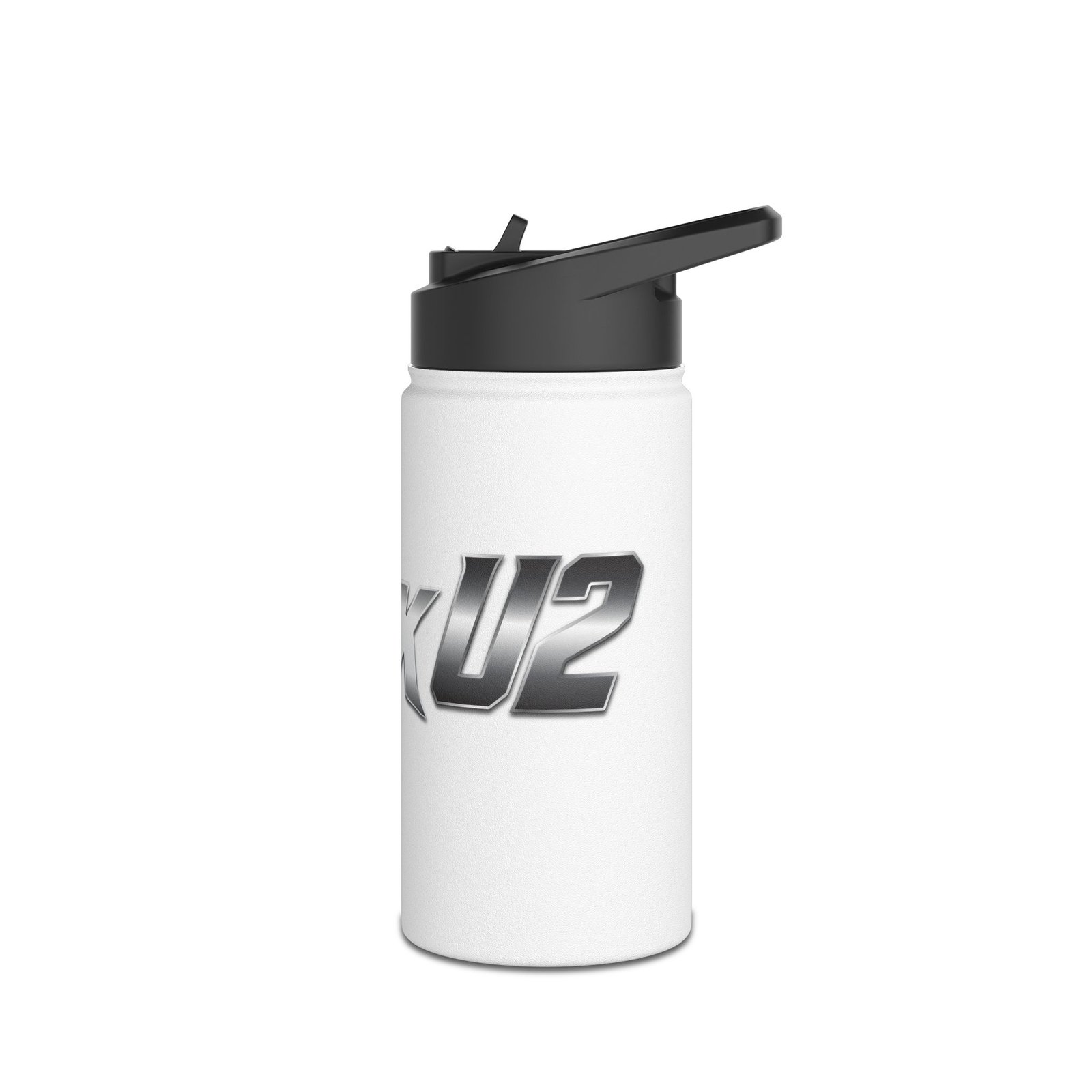 MuckU2 Sports Water Bottle – Black Lid with Gradient Silver Logo