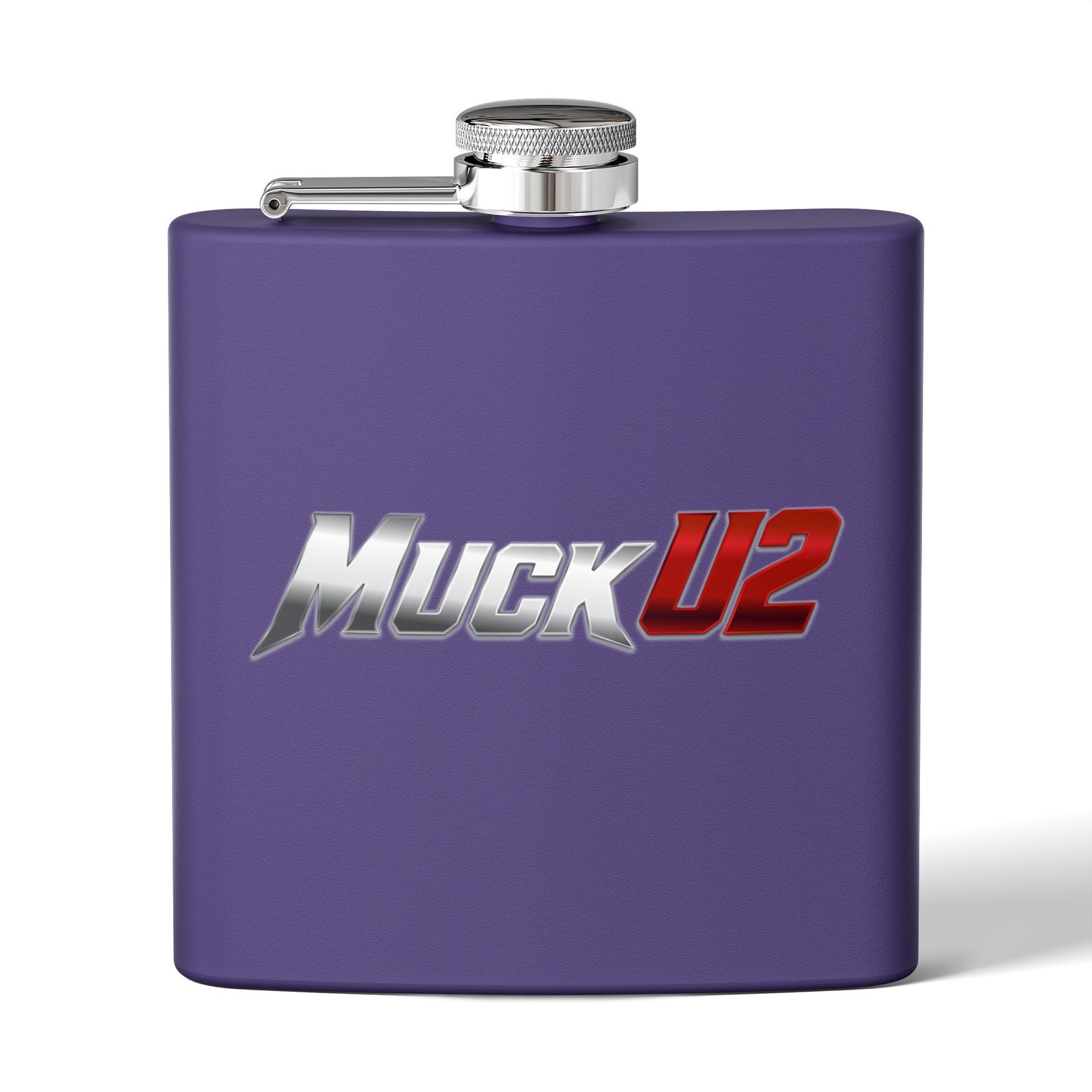 MuckU2 Flask – Silver & Red Logo Poker Flask