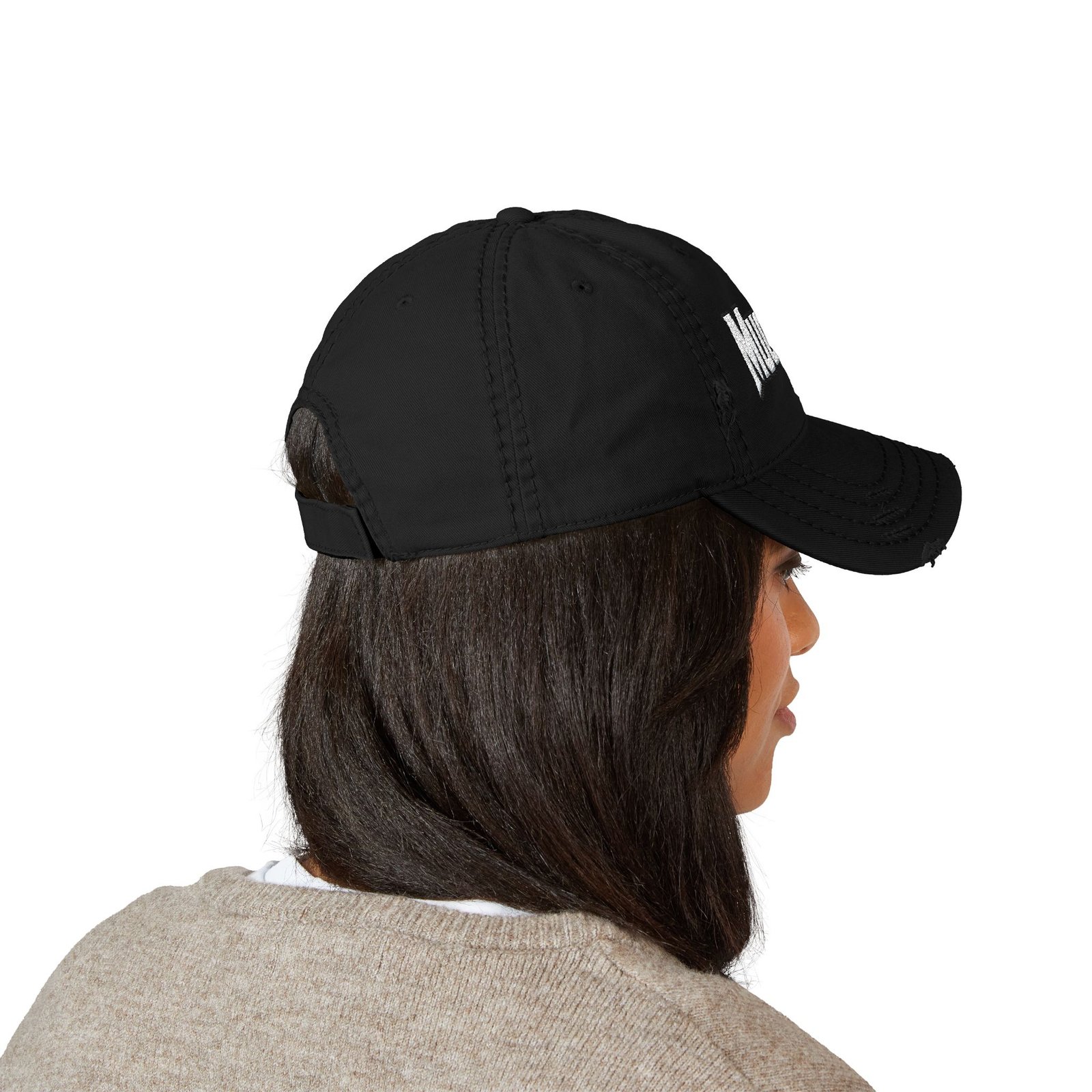 MuckU2 Distressed Dad Hat – White & Red Embroidered Poker Cap