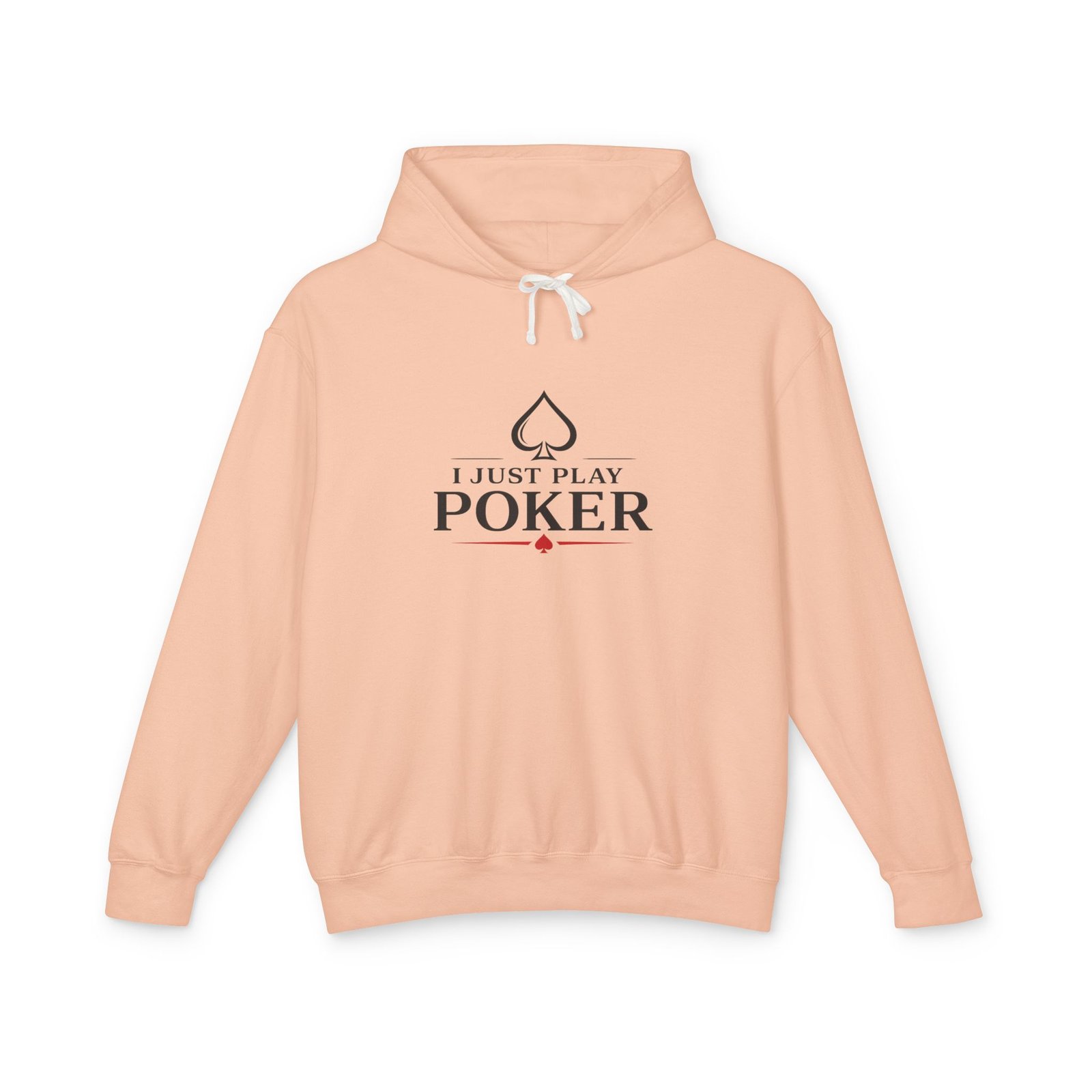 I Just Play Poker Hoodie – Black & Red Poker Logo