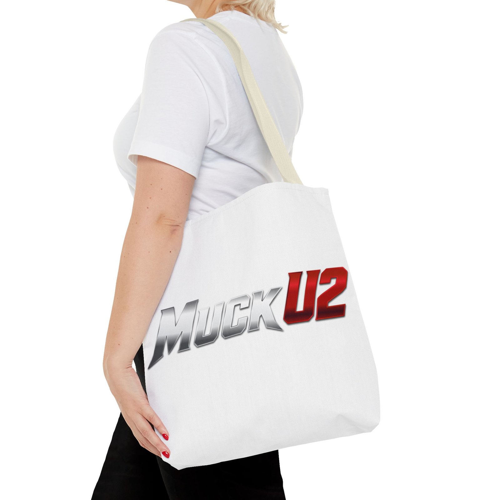 MuckU2 Canvas Tote Bag – Silver & Red Poker Logo