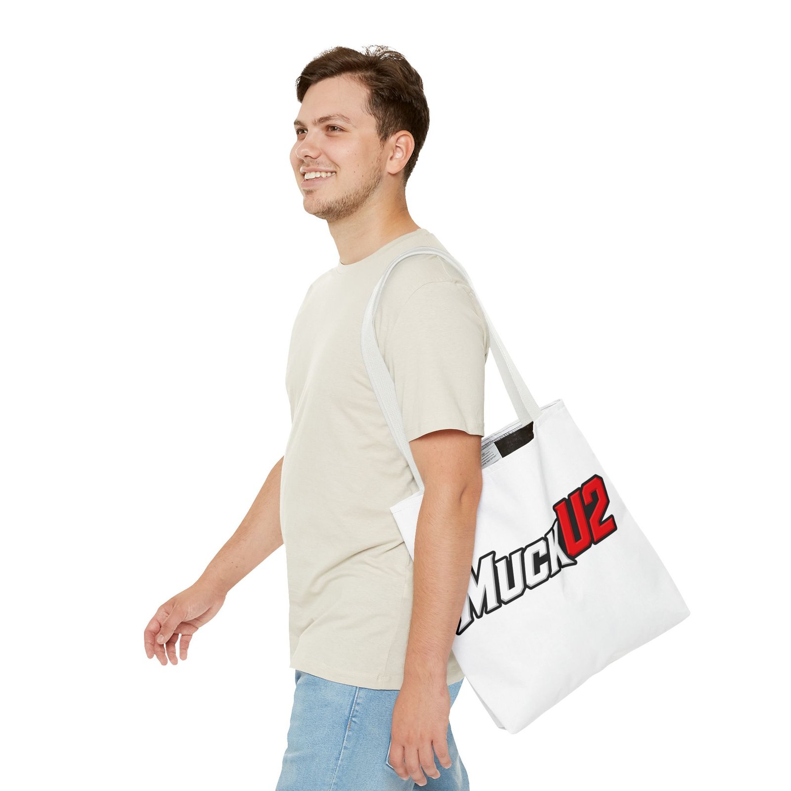MuckU2 Canvas Tote Bag – White & Red Poker Logo