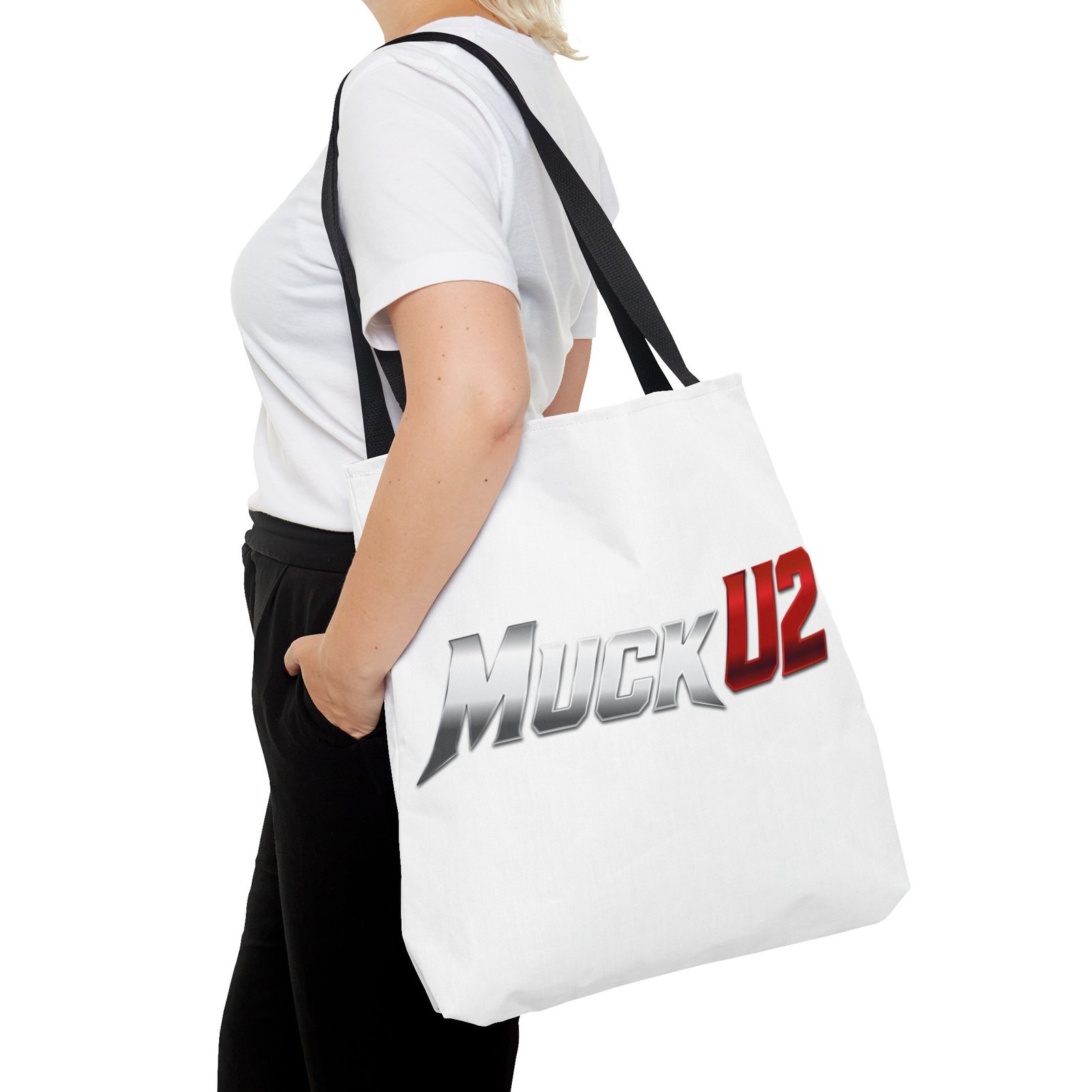 MuckU2 Canvas Tote Bag – Silver & Red Poker Logo