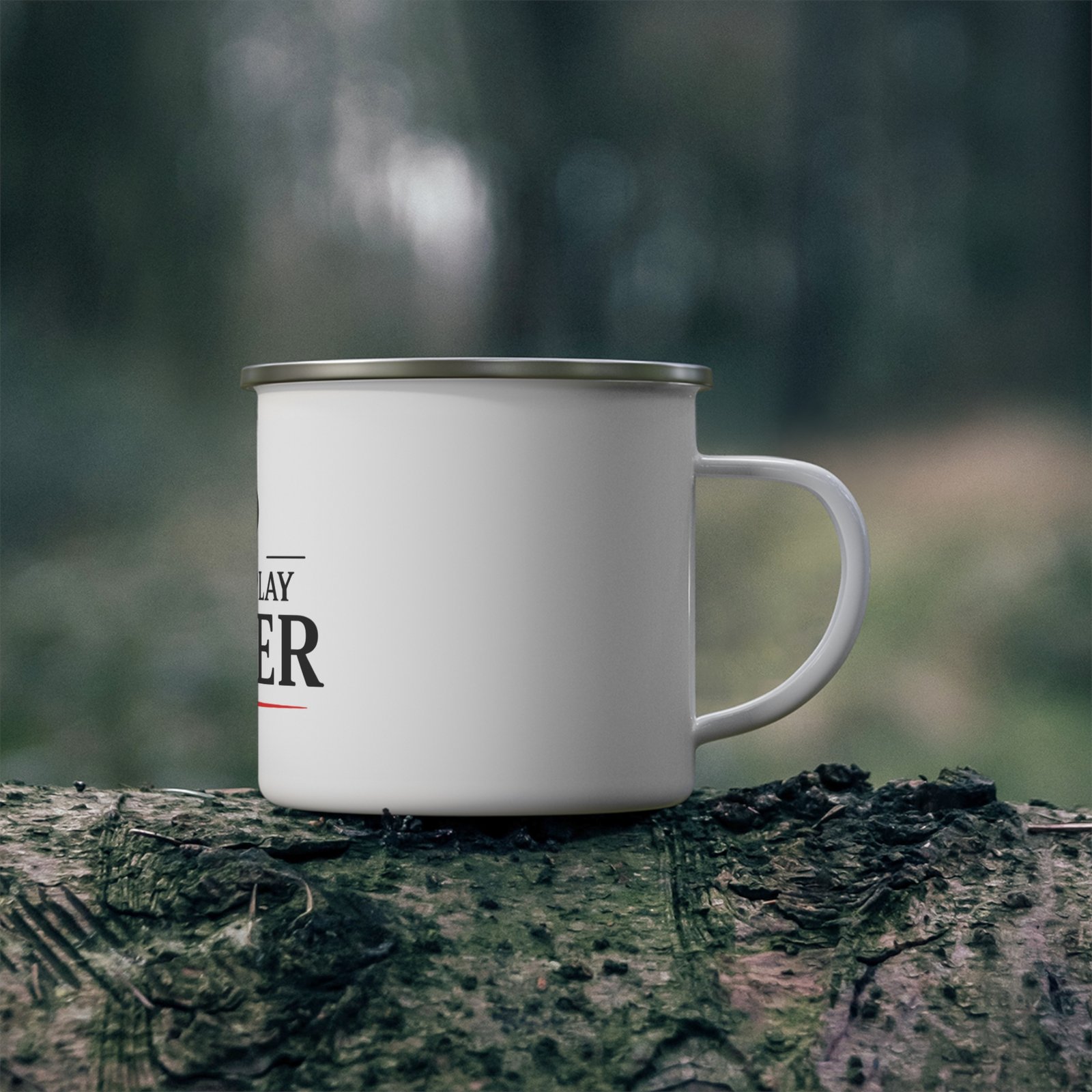 I Just Play Poker Enamel Mug – Black & Red Poker Logo