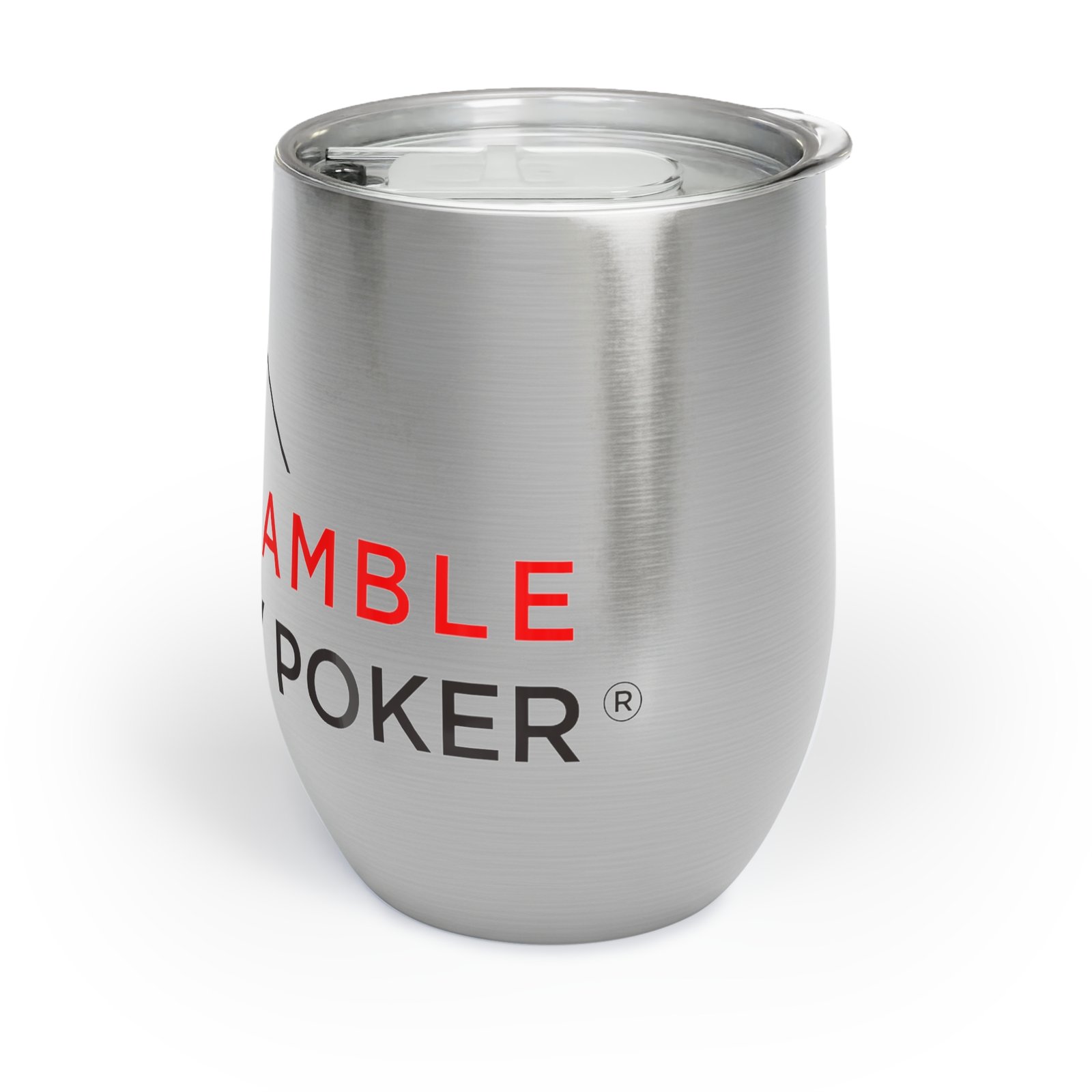 I Don’t Gamble, I Just Play Poker Wine Tumbler – Red & Black Logo
