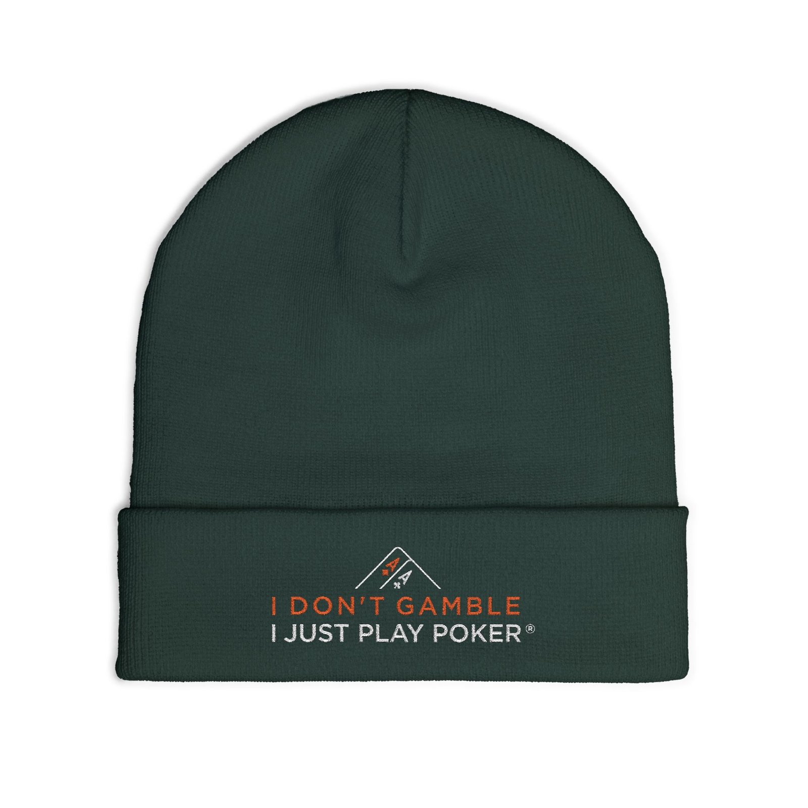 I Don’t Gamble, I Just Play Poker Beanie – Red & White Logo
