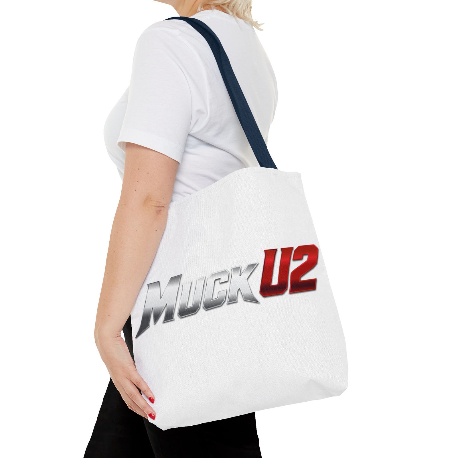 MuckU2 Canvas Tote Bag – Silver & Red Poker Logo