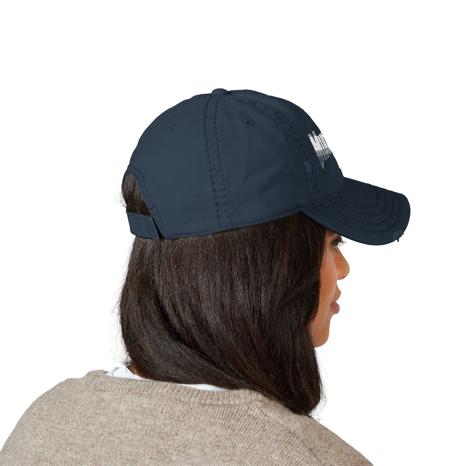 MuckU2 Distressed Dad Hat – Silver & Red Logo