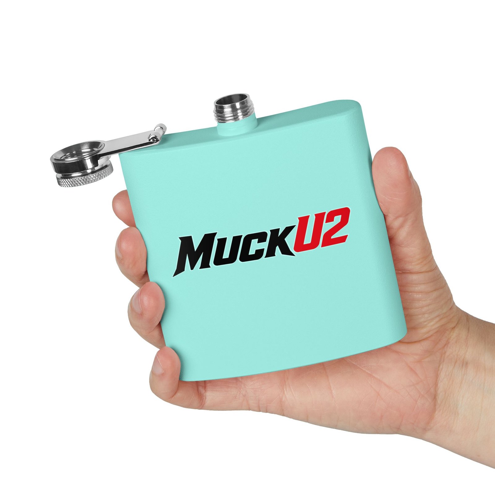 MuckU2 Flask – Black & Red Logo Poker Flask