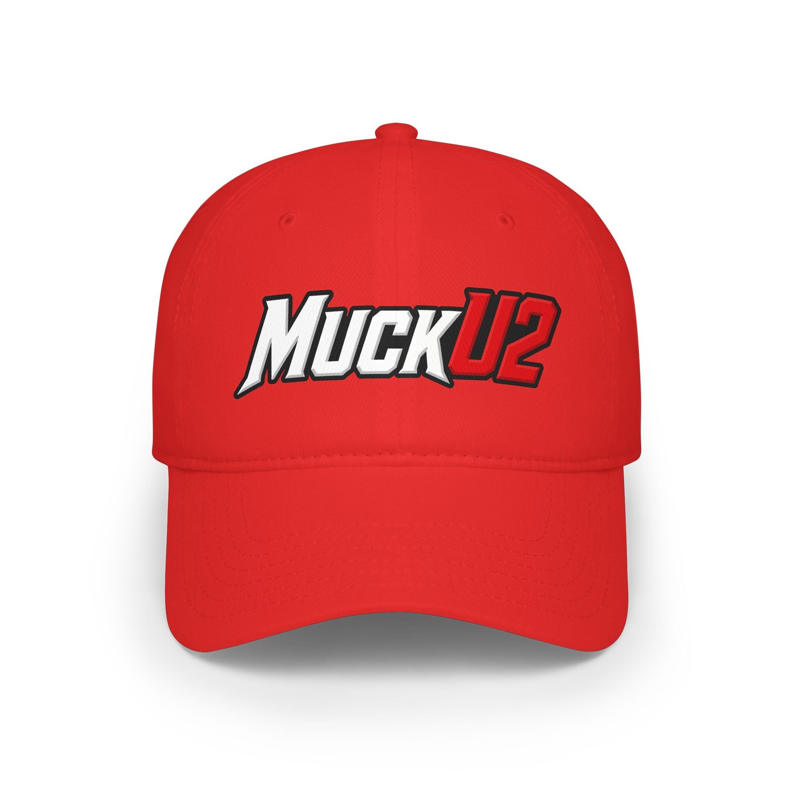 MuckU2 Poker Cap – White & Red Logo Baseball Hat
