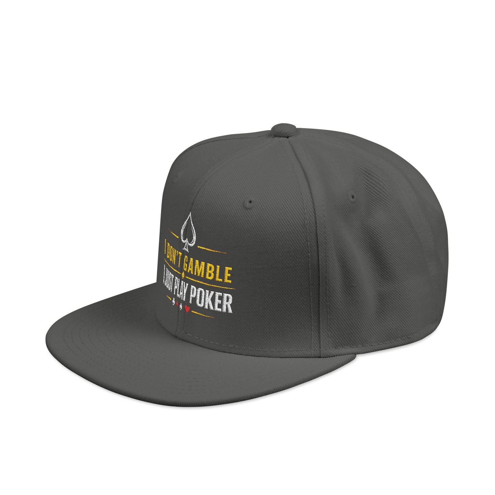 I Don’t Gamble, I Just Play Poker Snapback Cap – Gold & White Logo
