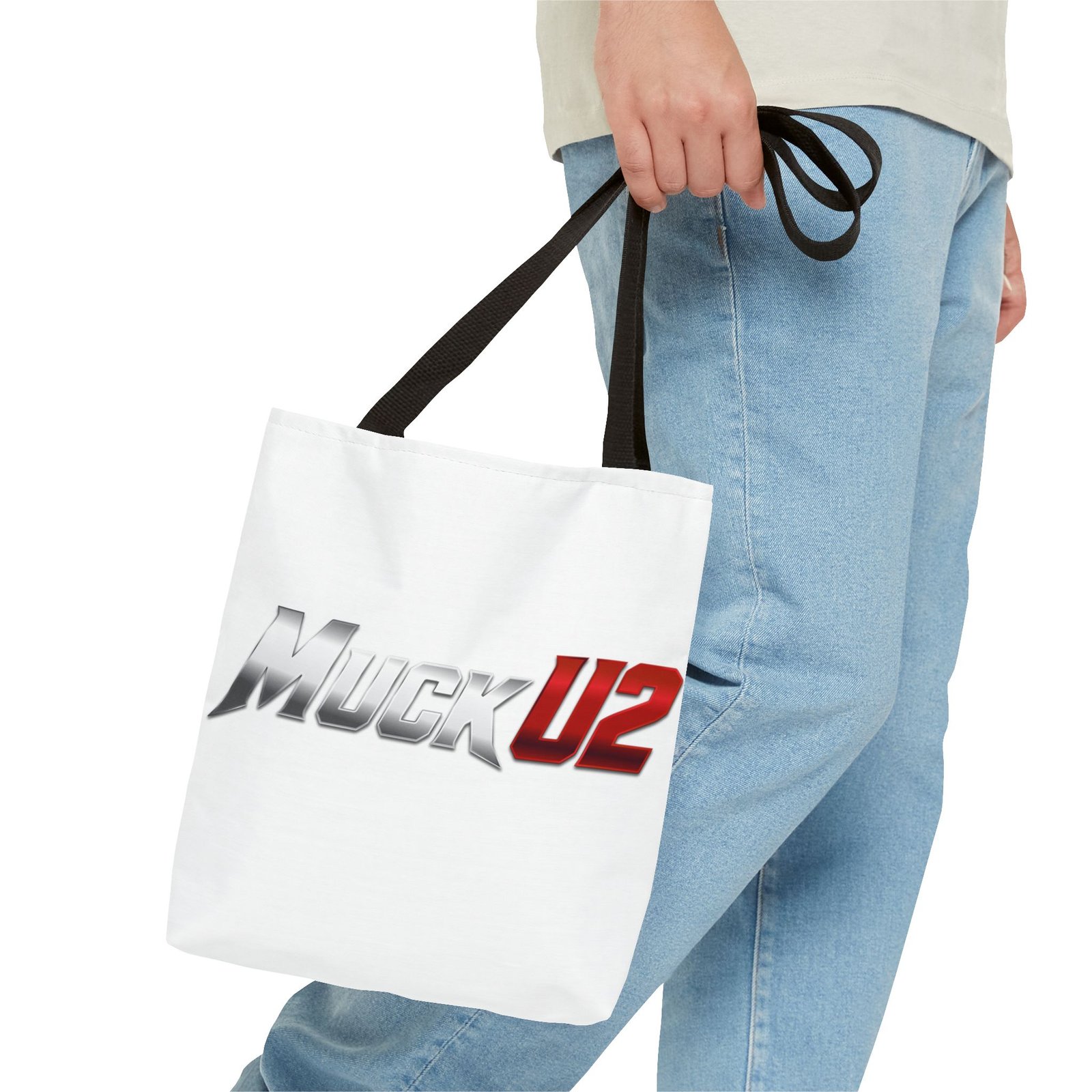 MuckU2 Canvas Tote Bag – Silver & Red Poker Logo