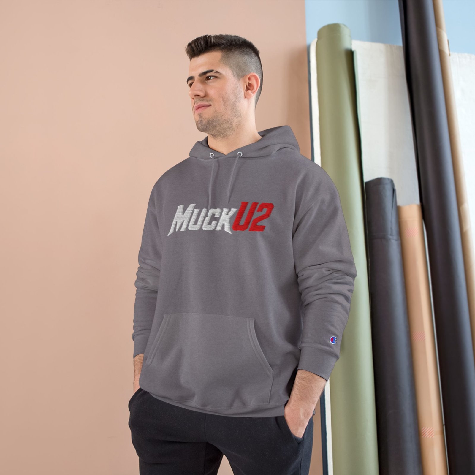 MuckU2 Hoodie – White & Red Logo Poker Pullover