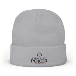 I Just Play Poker Beanie – Black & Red Logo
