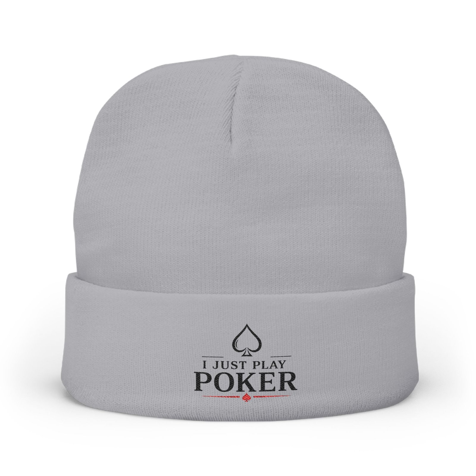 I Just Play Poker Beanie – Black & Red Logo