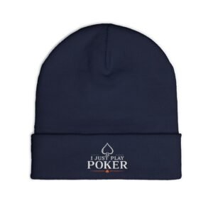 I Just Play Poker Beanie – White & Red Logo