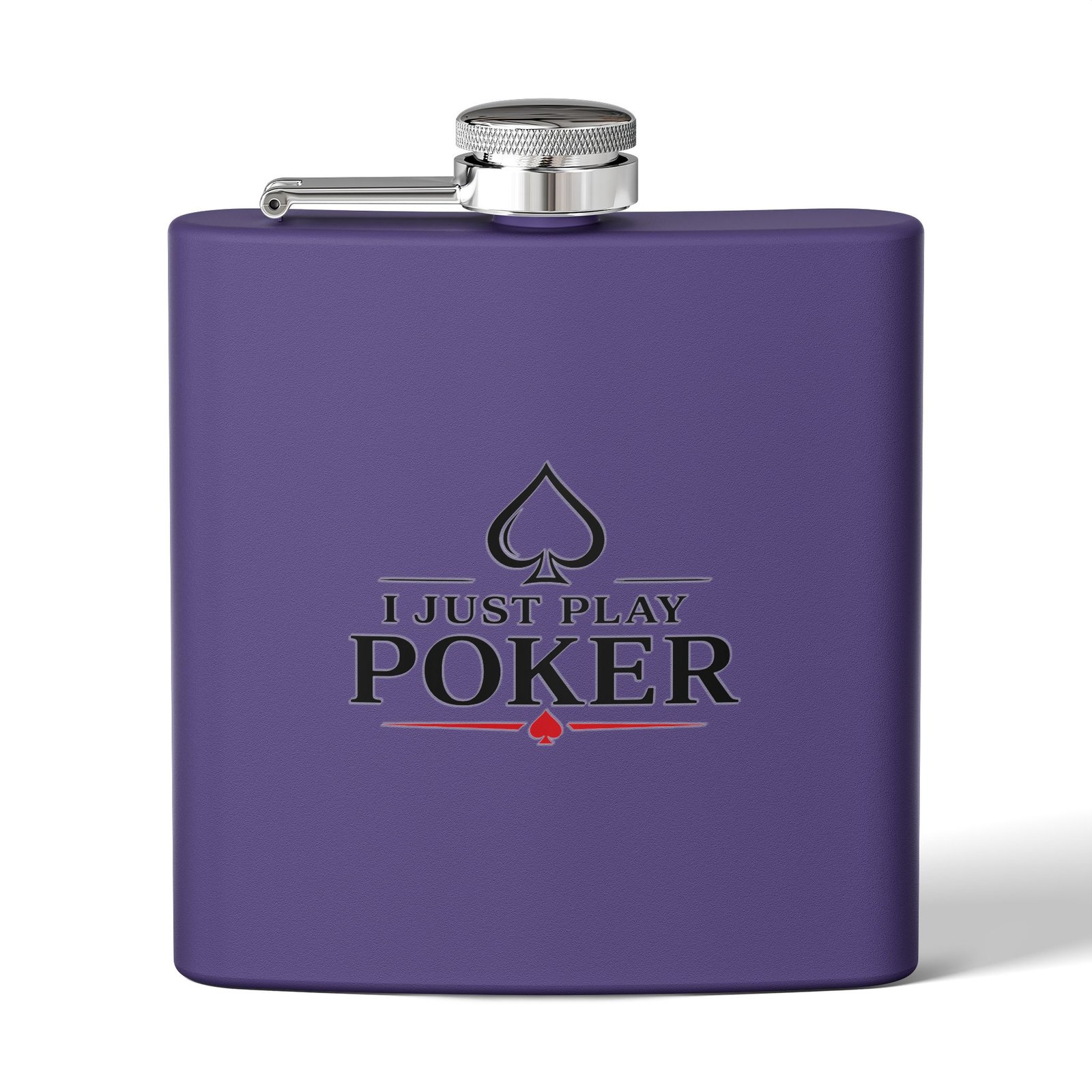 I Just Play Poker Flask – Black & Red Logo