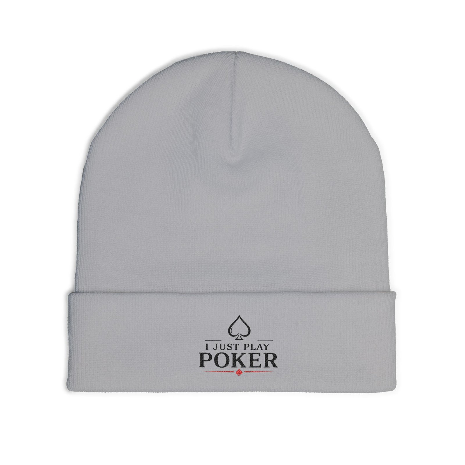 I Just Play Poker Beanie – Black & Red Logo
