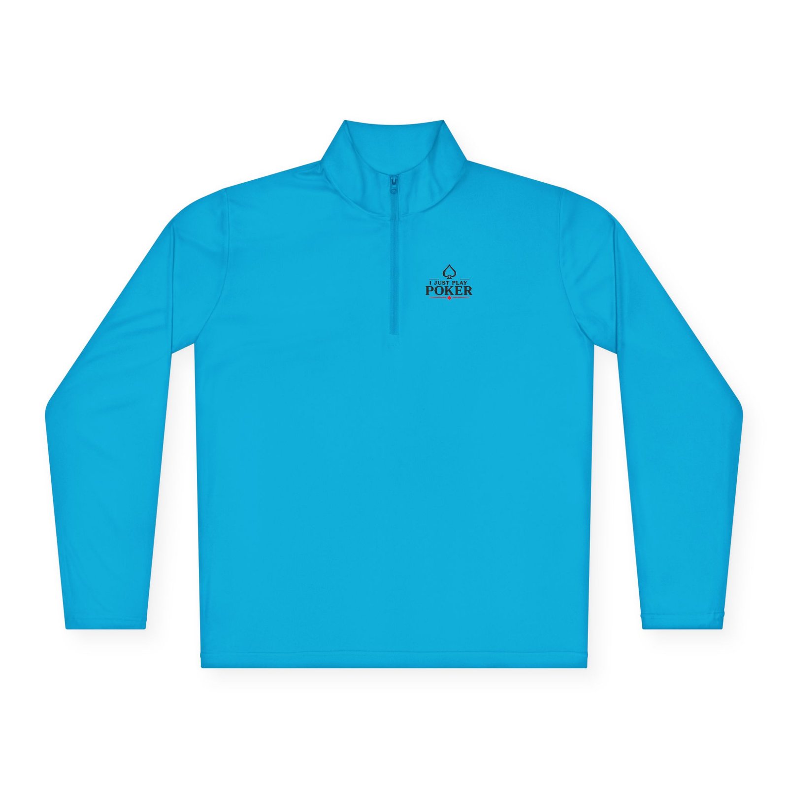 I Just Play Poker Quarter-Zip Pullover – Black & Red Poker Logo