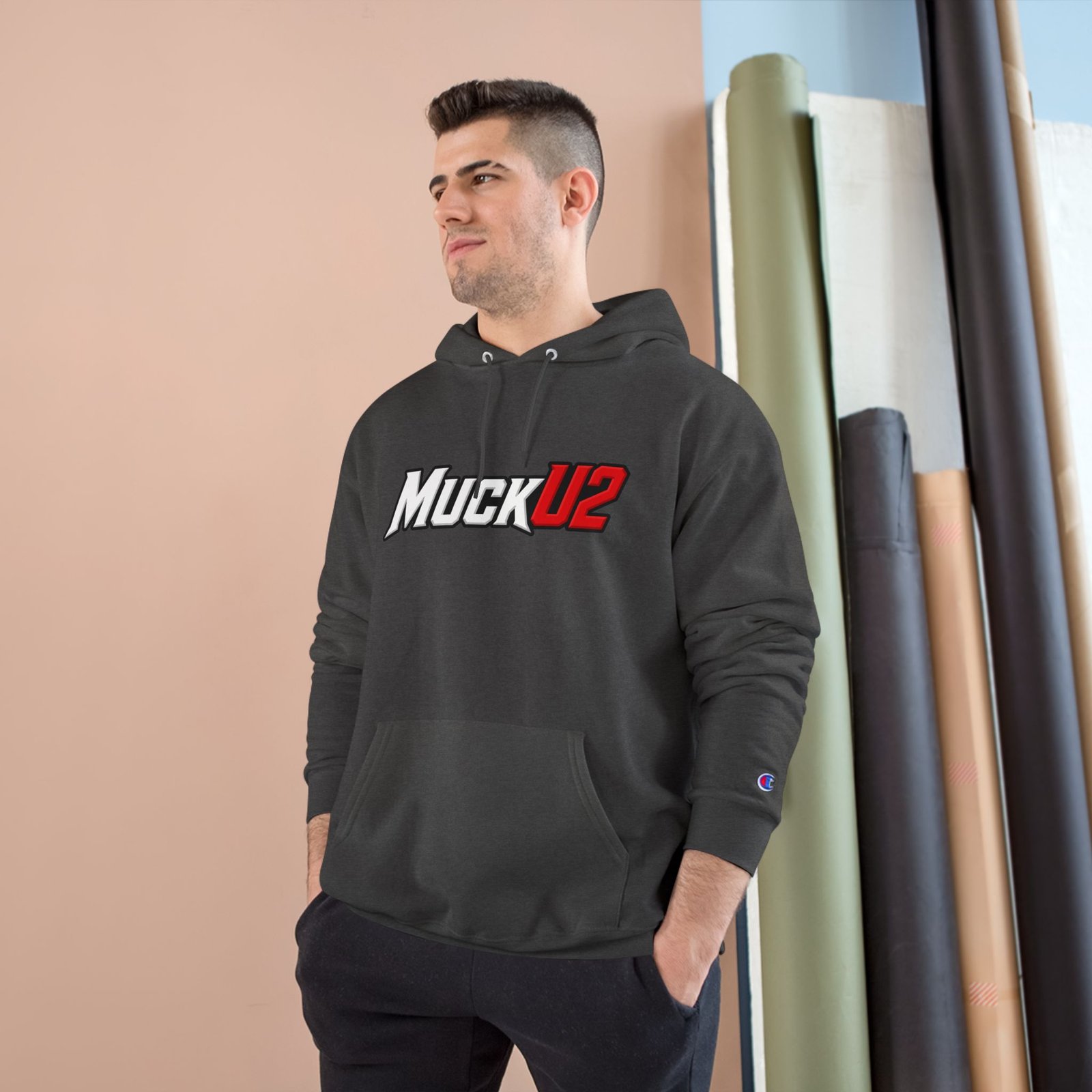 MuckU2 Hoodie – White & Red Logo Poker Pullover