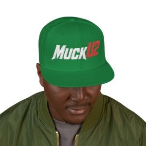 MuckU2 Snapback Poker Cap – White & Red Logo