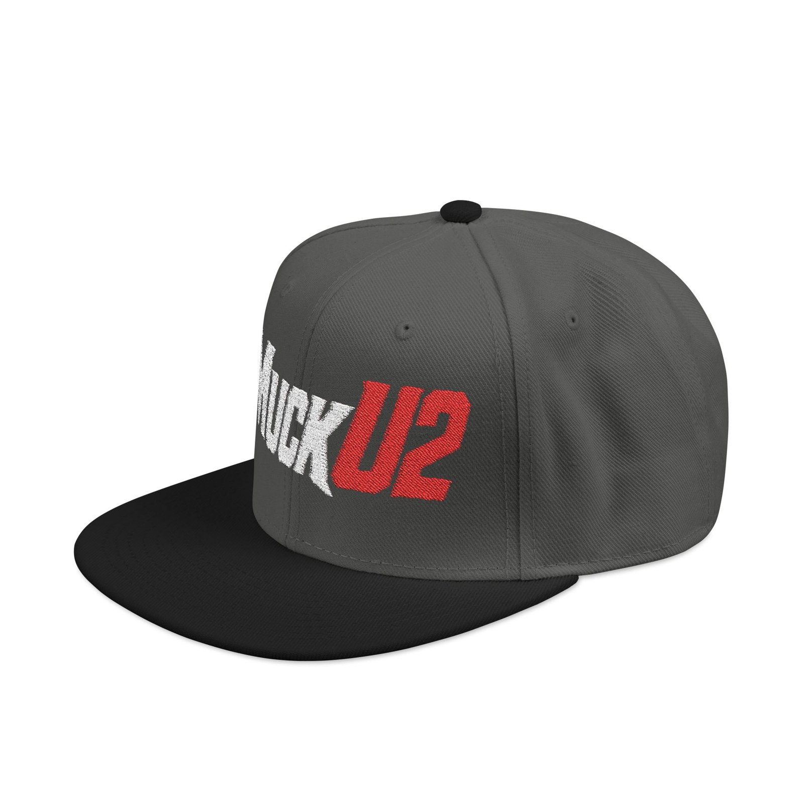 MuckU2 Snapback Poker Cap – White & Red Logo