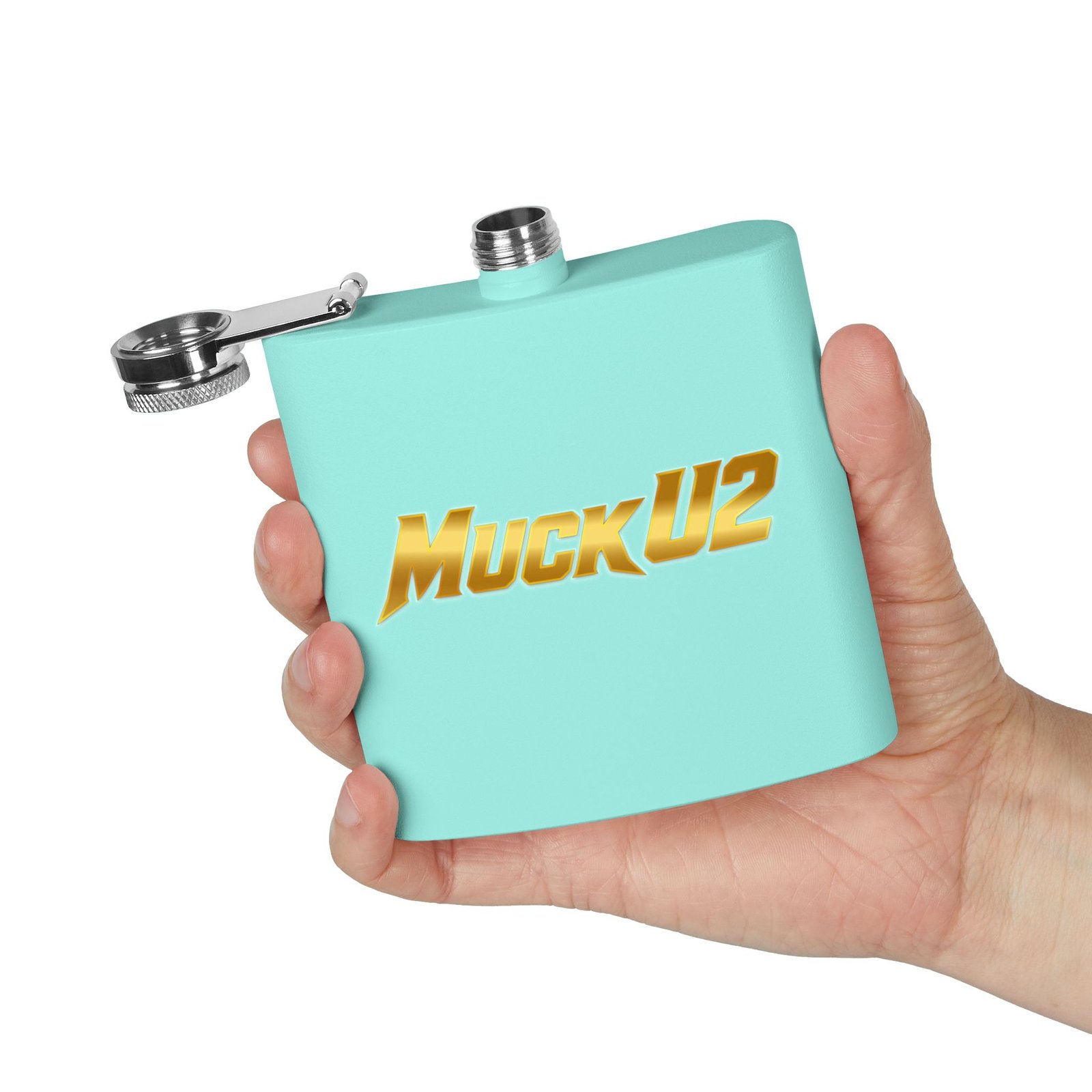 MuckU2 Flask – Gold Logo Poker Flask