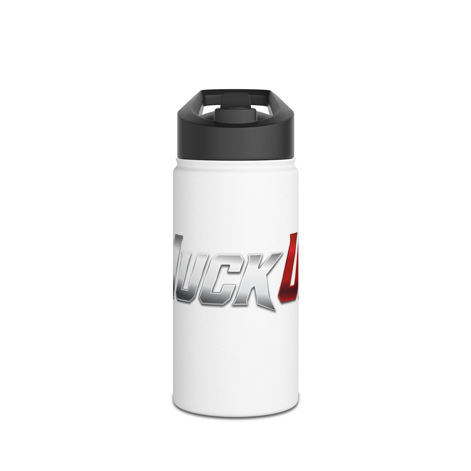 MuckU2 Stainless Steel Water Bottle – Gradient Silver & Red Poker Logo