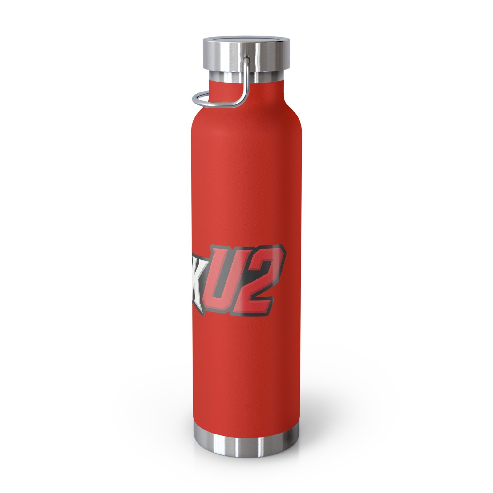 MuckU2 Insulated Water Bottle – White & Red Outlined Poker Logo