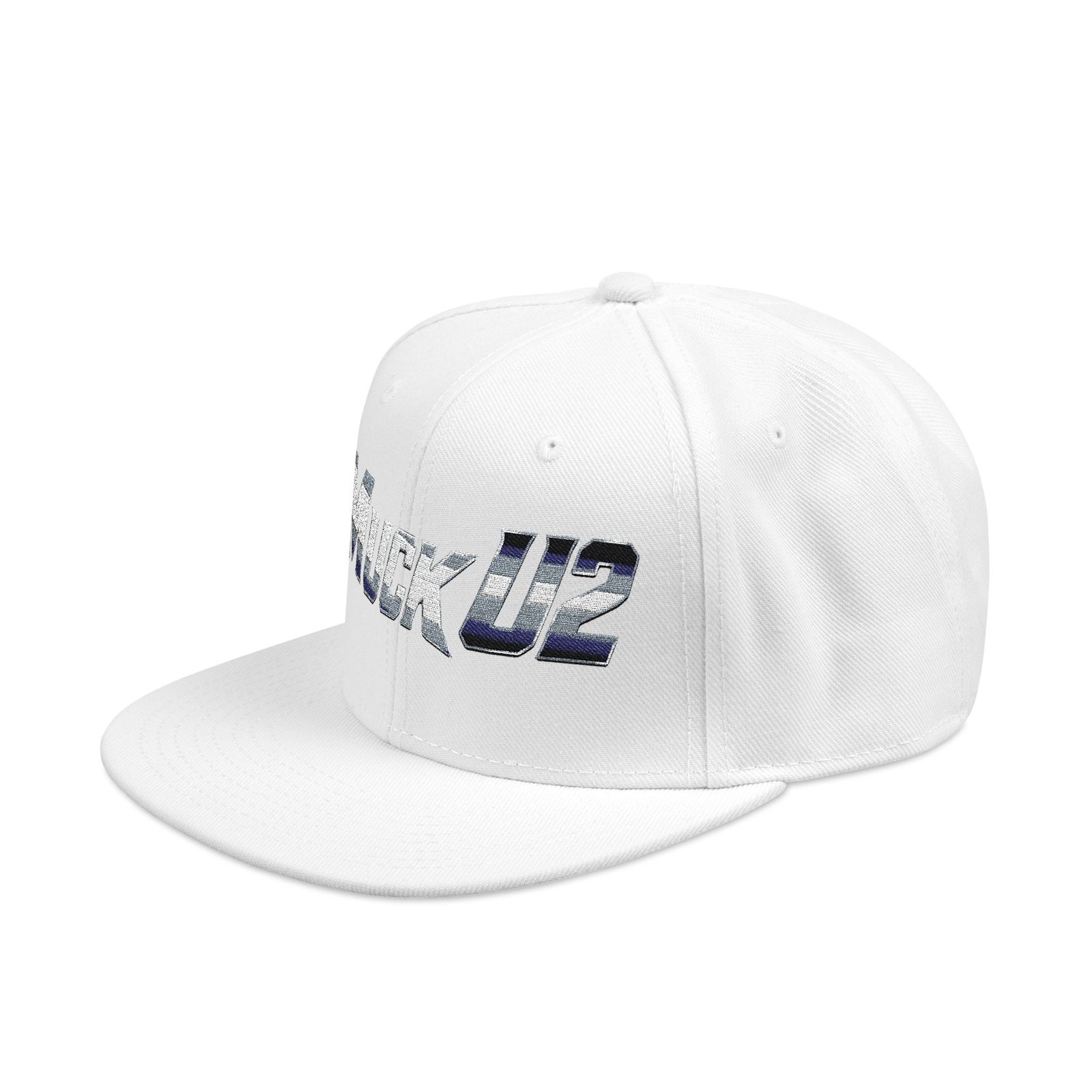 MuckU2 Snapback Poker Cap – Gradient Silver & Blue Logo