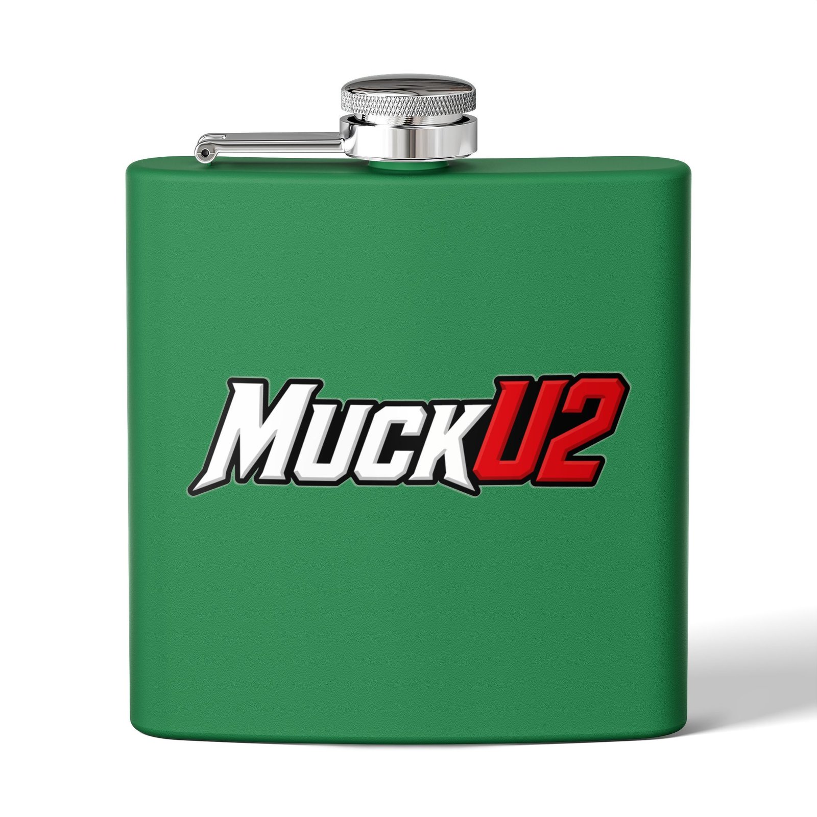 MuckU2 Flask – White & Red Logo Poker Flask