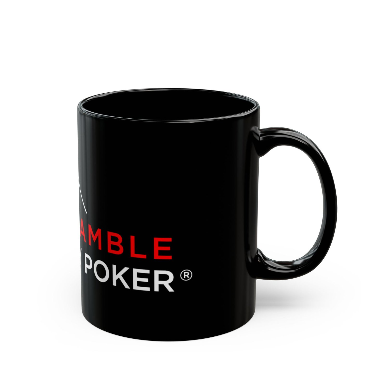 I Don’t Gamble, I Just Play Poker Black Mug – Red & White Logo