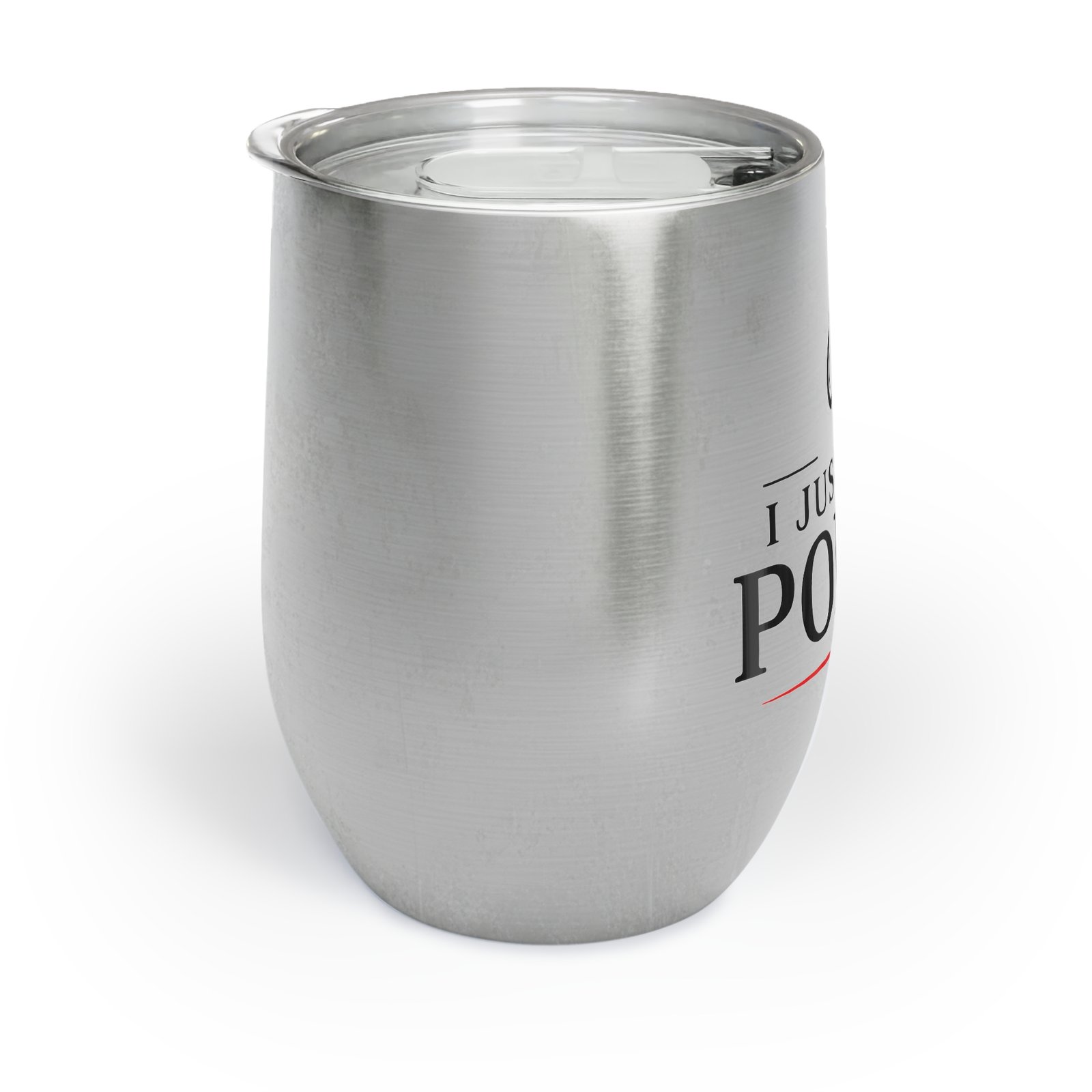 I Just Play Poker Wine Tumbler – Black & Red Logo