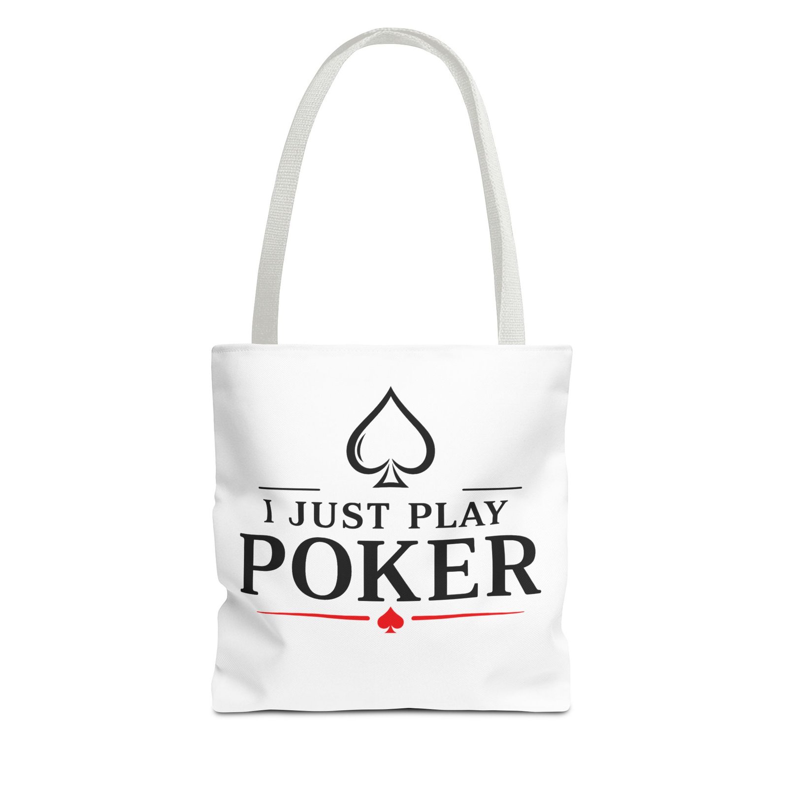 I Just Play Poker Tote Bag – Black & Red Poker Logo