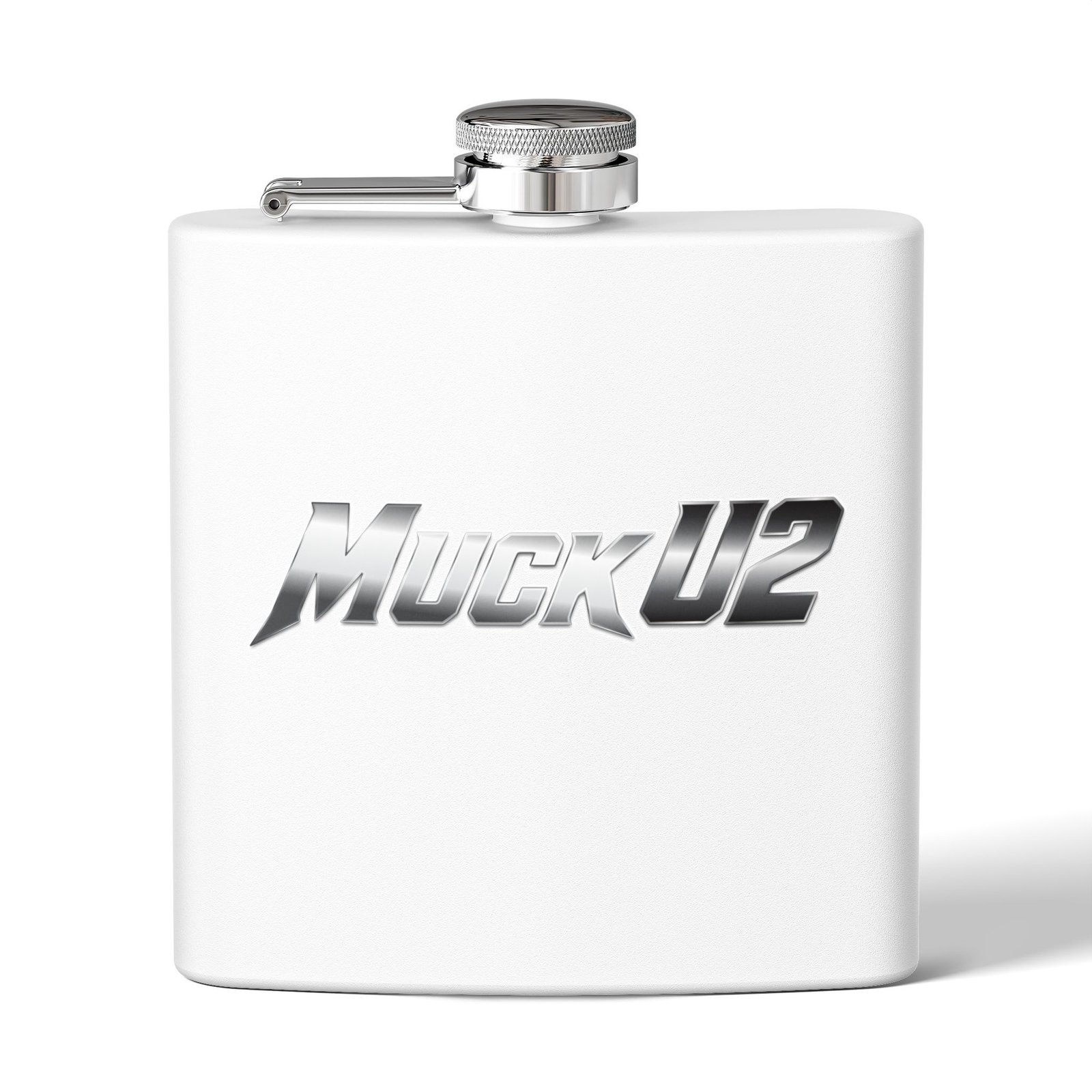 MuckU2 Flask – Silver & Red Logo Poker Flask