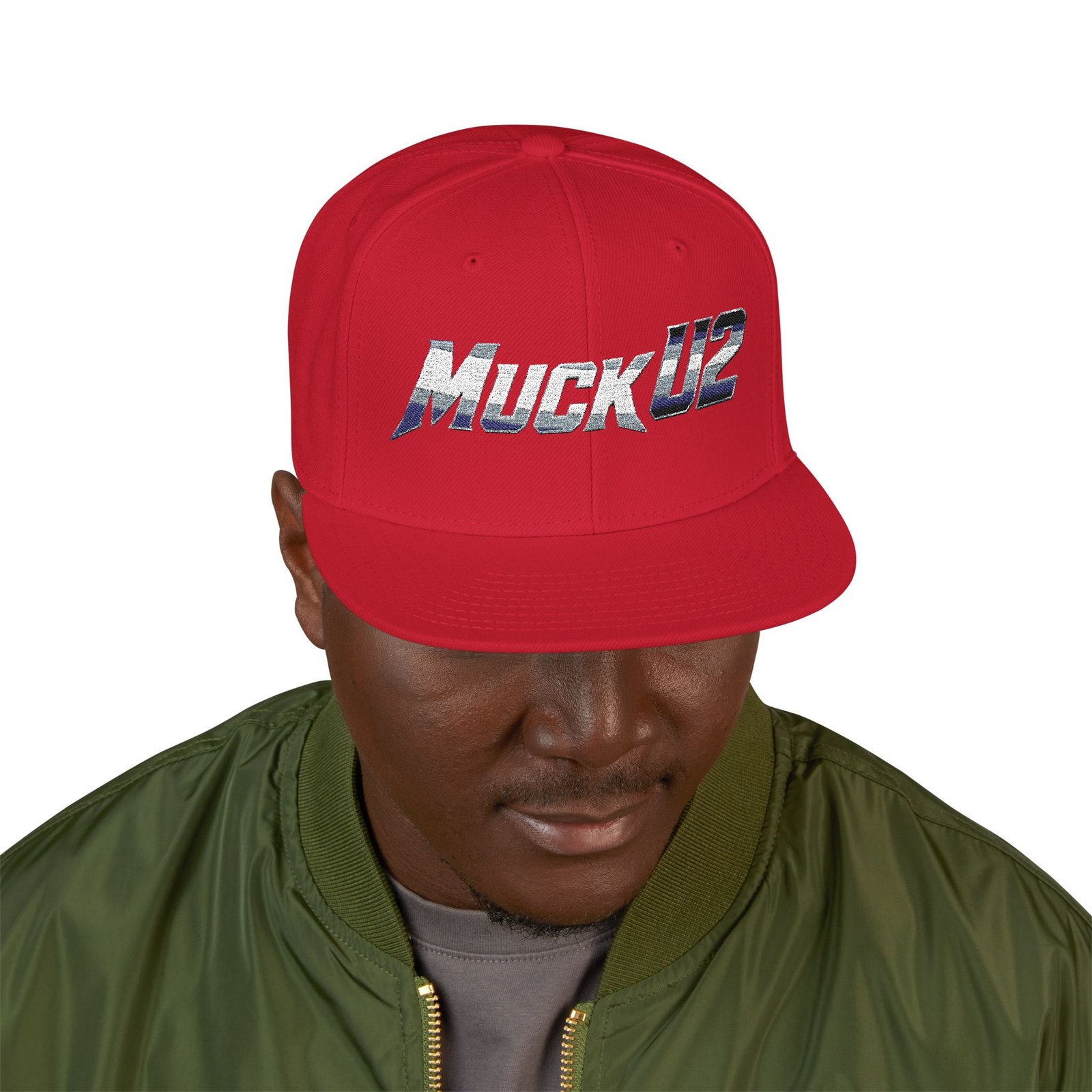 MuckU2 Snapback Poker Cap – Gradient Silver & Blue Logo
