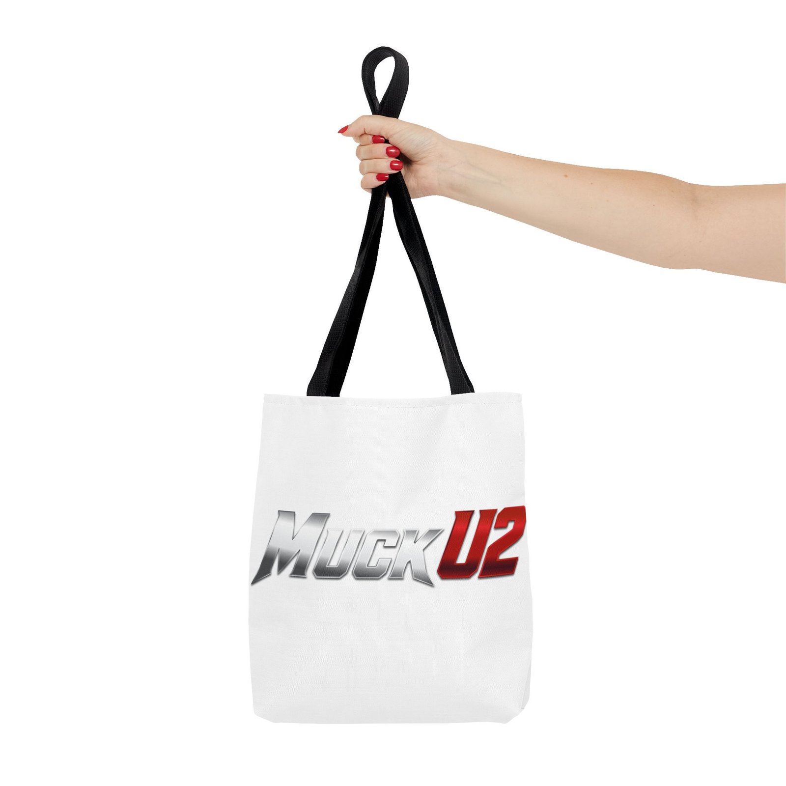 MuckU2 Canvas Tote Bag – Silver & Red Poker Logo