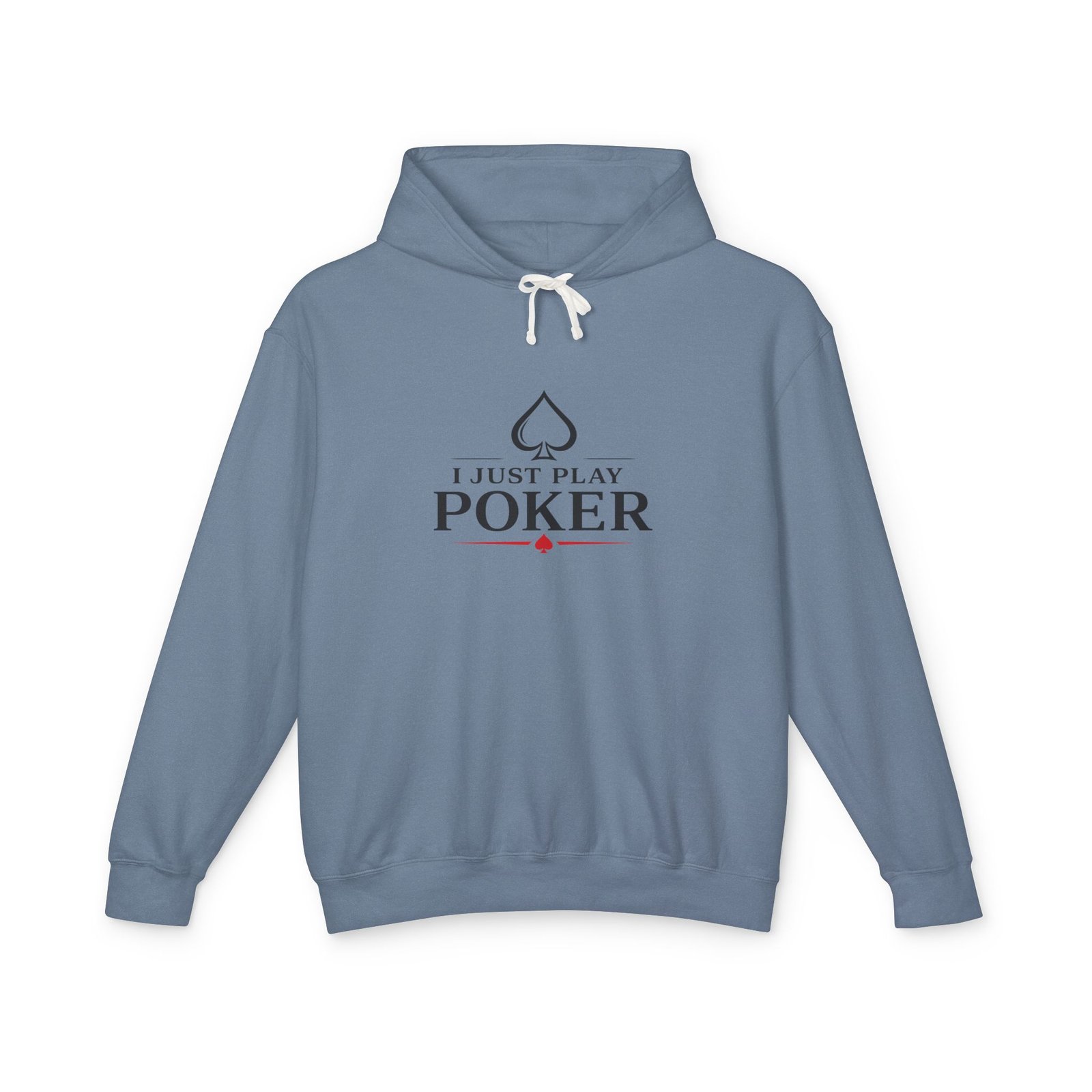I Just Play Poker Hoodie – Black & Red Poker Logo