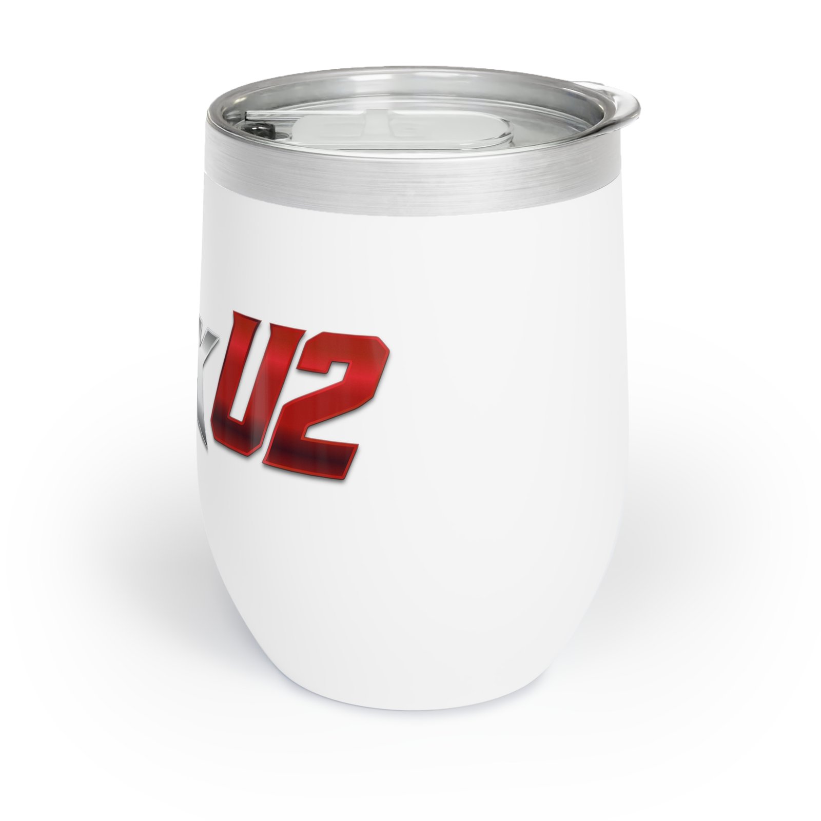 MuckU2 Wine Tumbler – Gradient Silver & Red Poker Logo