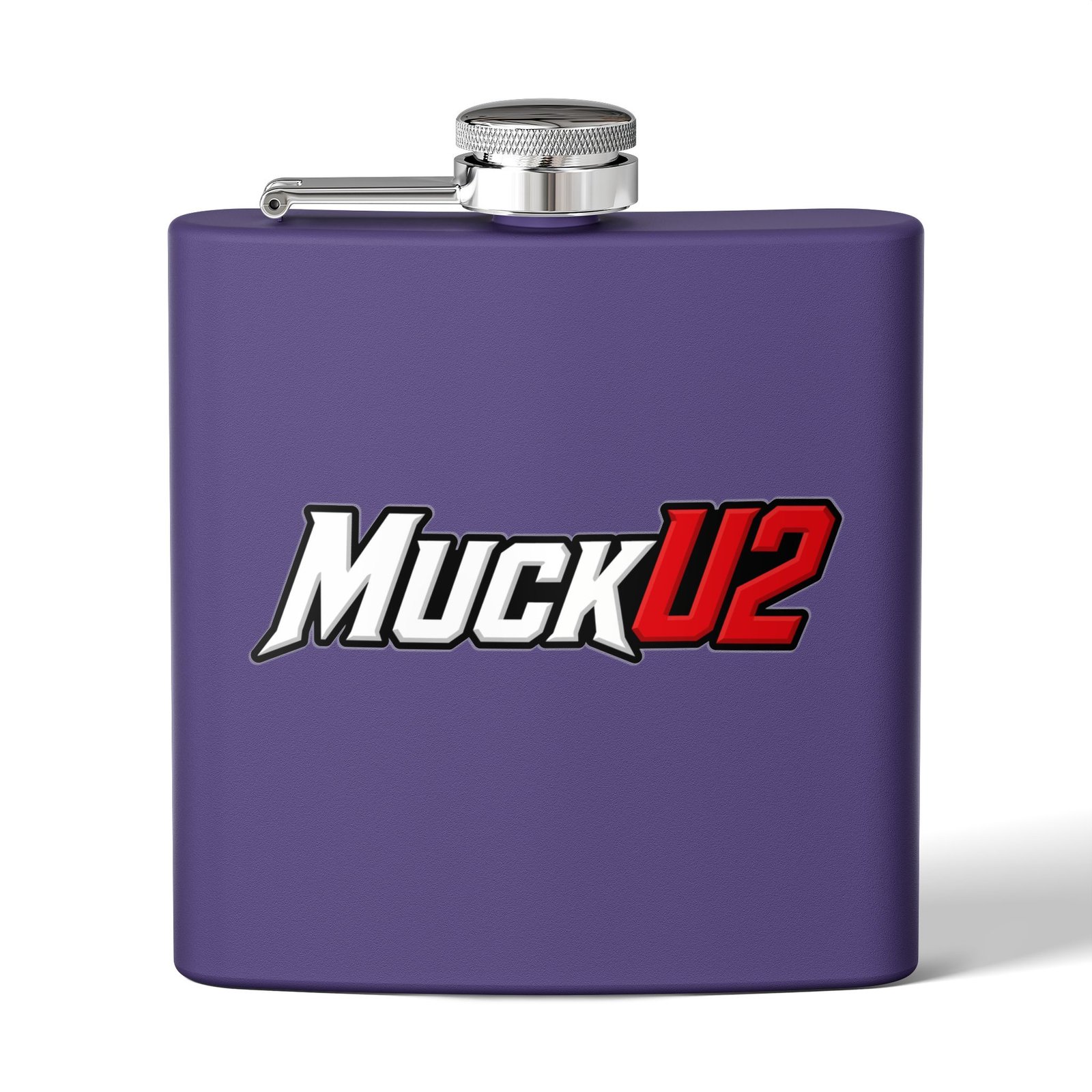 MuckU2 Flask – White & Red Logo Poker Flask