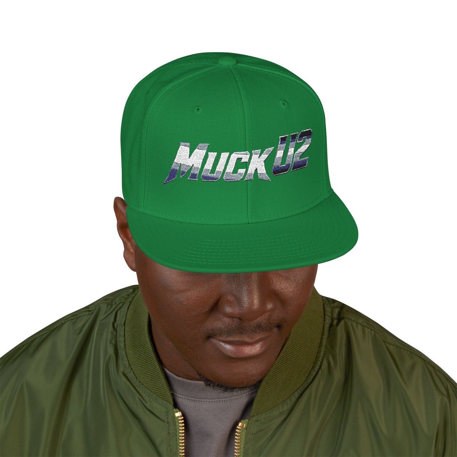 MuckU2 Snapback Poker Cap – Gradient Silver & Blue Logo