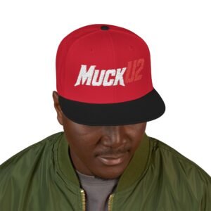 MuckU2 Snapback Poker Cap – White & Red Logo