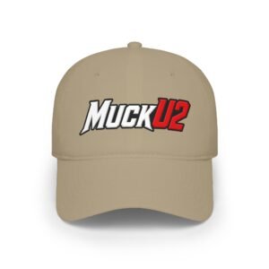 MuckU2 Poker Cap – White & Red Logo Baseball Hat