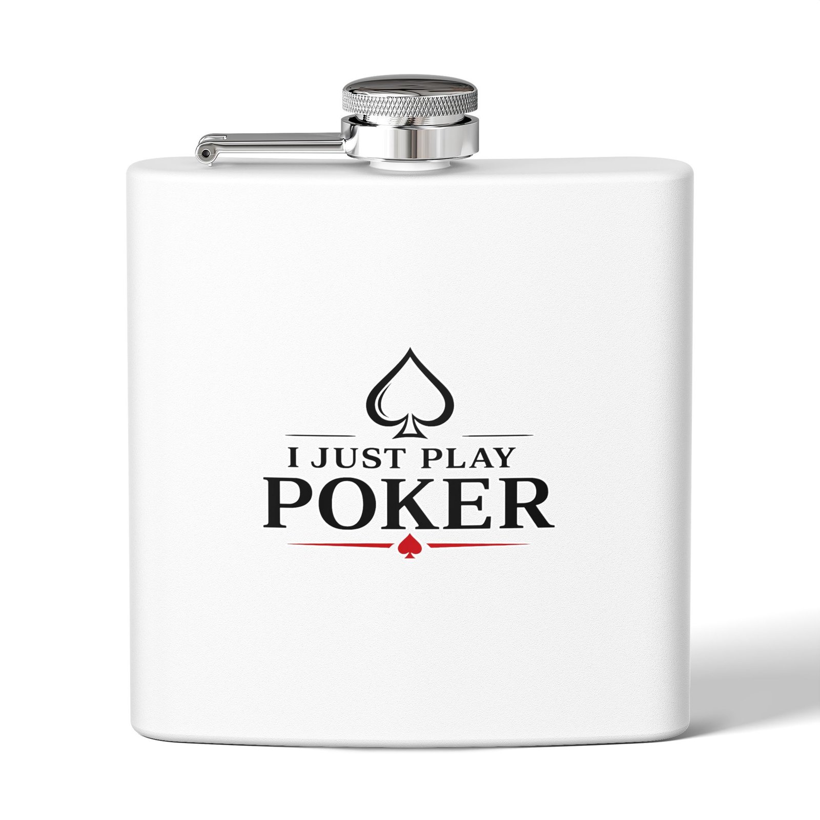 I Just Play Poker Flask – Black & Red Logo
